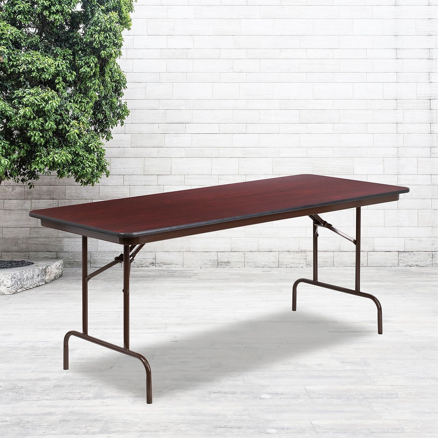 Flash Furniture Frankie 6-Foot Mahogany Melamine Laminate Folding Banquet Table