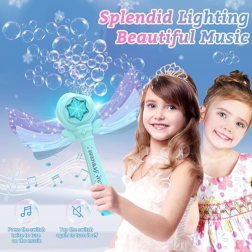 Miniatura 5 de Coplus Varitas de burbujas para niños y niñas, máquina de pistola de burbujas con luz LED y música, juguetes de vestir para fiestas al aire libre,