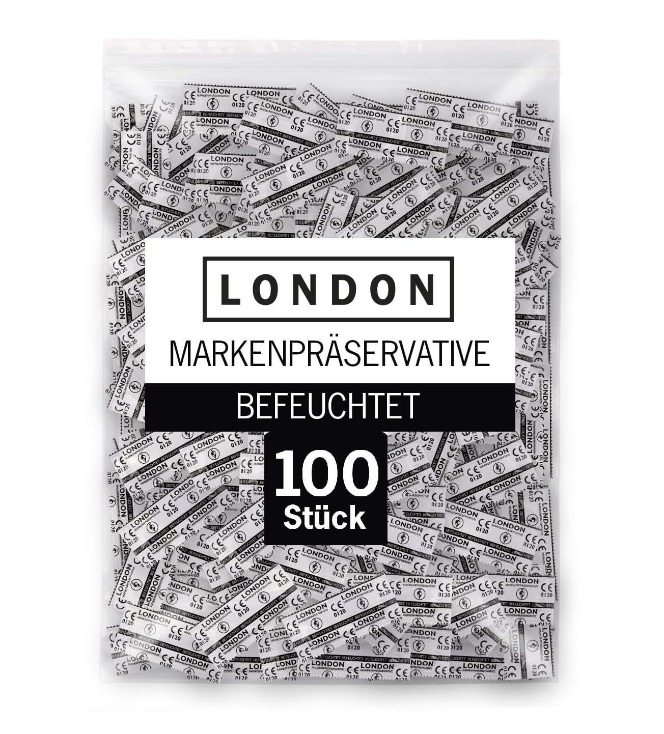 London Q600 Feucht Kondome – Sensi-fit Passform für festen Sitz & mit Silikongleitgel befeuchtet – 100er Großpackung (1 x 100 Stück)