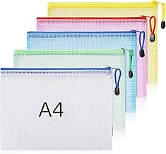 Plastic Wallets A4 Zip Wallets Ziplock Bags Plastic Mesh Document File Folder A4 Zipper Bag Zip Locked Bags - 5PCS
