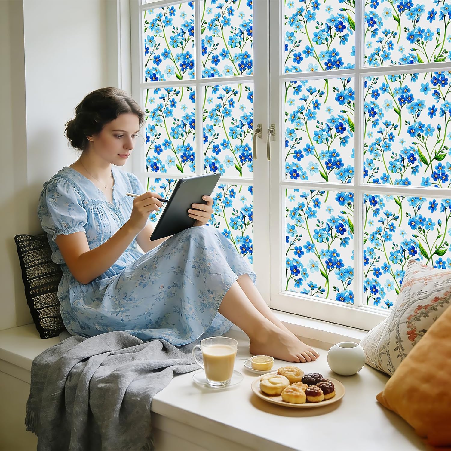 Frosted Glass Window Film, Heat Insulation, UV Block, Anti-Glare, One Way Privacy Tint, Static Cling for Home Bathroom Door, Renter Friendly, Day & Night Privacy