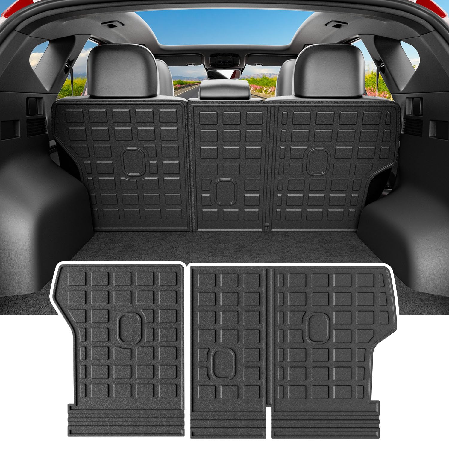 powoq Back Seat Protector Compatible with 2022-2026 Hyundai Tucson Backrest Mat TPE Cargo Mat All Weather Cargo Liner Replacement for 2022 2023 2024 2025 2026 Hyundai Tucson Accessories