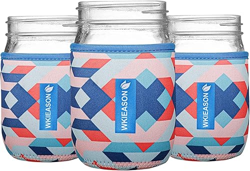 Miniatura 8 de WKieason - Funda de neopreno para tarro de masón de boca regular de 16 onzas, fundas para tarros de 16 onzas, funda para boca regular