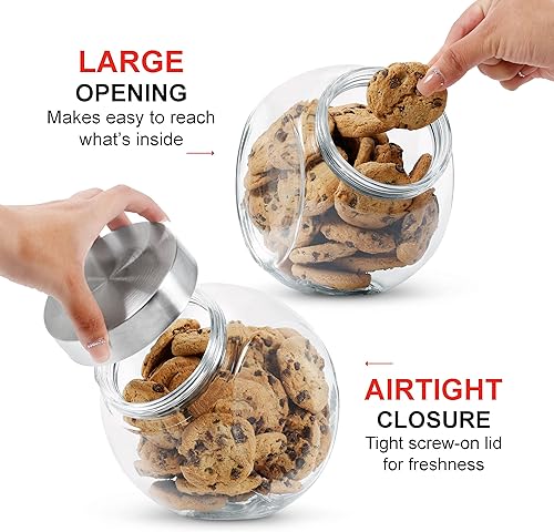 Miniatura 4 de Simpli-Magic Tarro de cristal para galletas (paquete de 2) con tapa de sellado hermético de plástico, pantalla de 2 vías, tarro de almacenamiento de