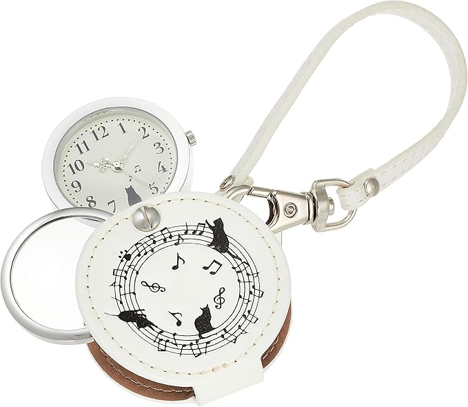 Amazon フィールドワーク 懐中時計 アナログ おんぷネコ バッグチャーム 時計 ルーペ 付き Lw056 1 レディース ホワイト 懐中時計 腕時計 通販