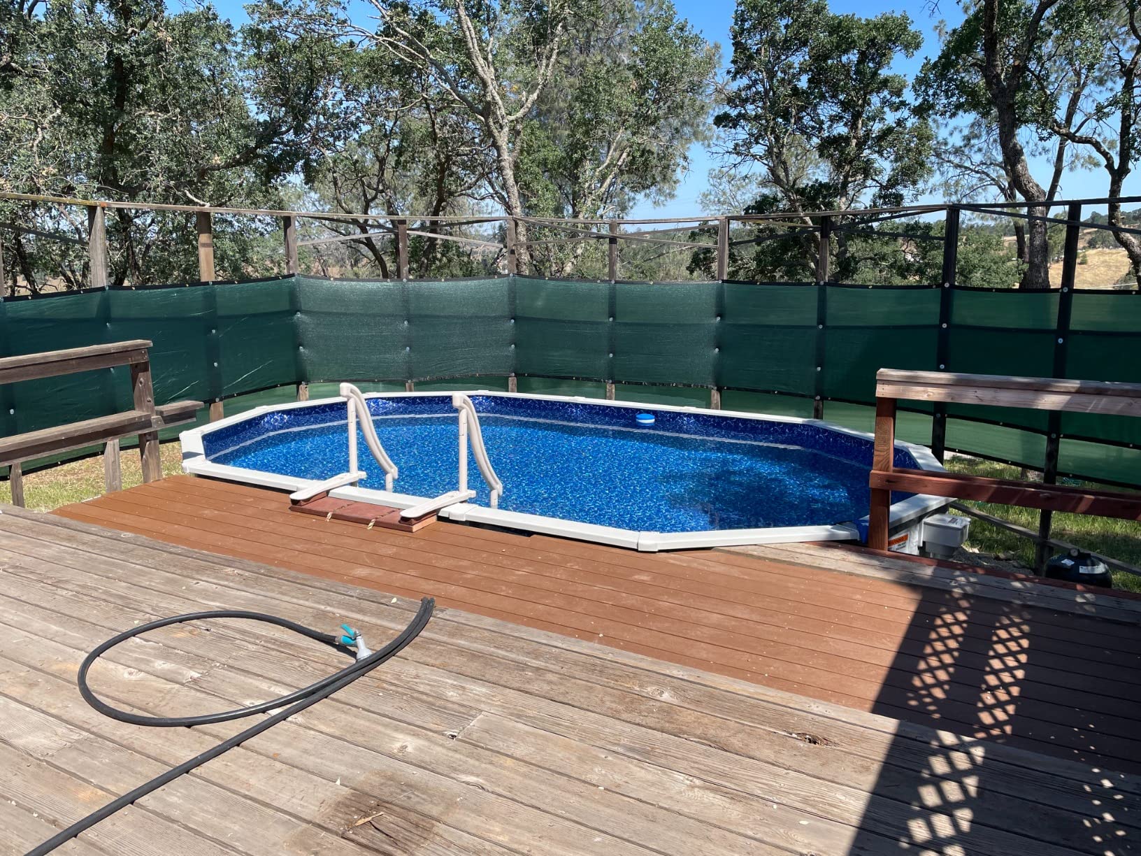 CONFER Curve Above Ground Pool Steps - Base Unit For Safe Entry/Exit, Holds 400 Lbs, 27" Wide Treads, USA Made