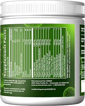 MRM Nutrition Organic Pre-Workout Powder - Women & Men, 150 mg Natural Caffeine & Adaptogens, Pure Energy, Focus & Blood Flow, Vegan, Certified Organic, Non-GMO - 20 Servings, Black Cherry Flavor