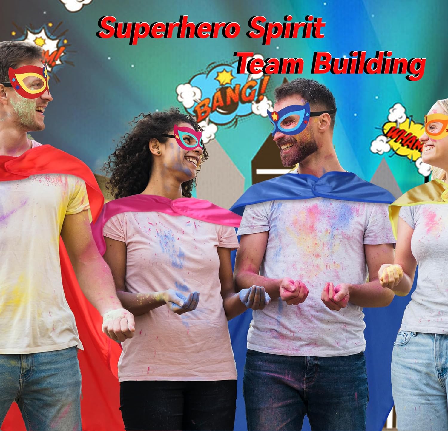 D.Q.Z Adult Super hero Capes and Mask for Women Men Superhero Costume Halloween Vampire Dress Up Party Favor - Image 3