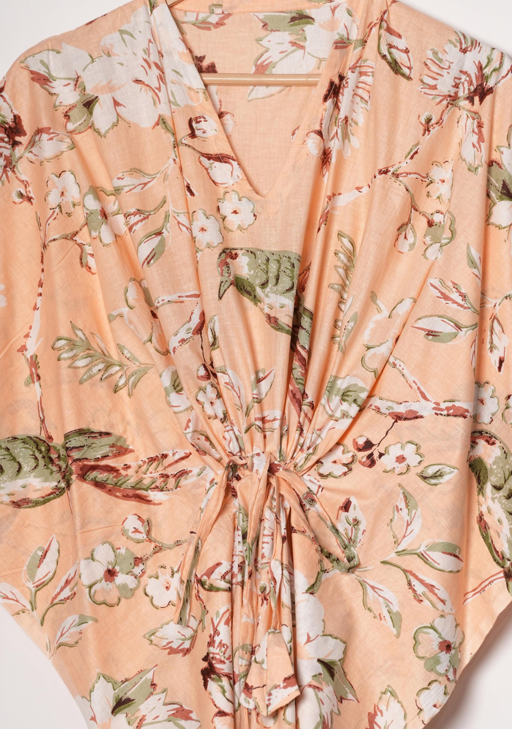 INDACORIFY Belle robe caftan imprimée pour femmes, grande taille, longue caftan en coton, bloc à main imprimé, robe de nuit, cadeau pour les mamans