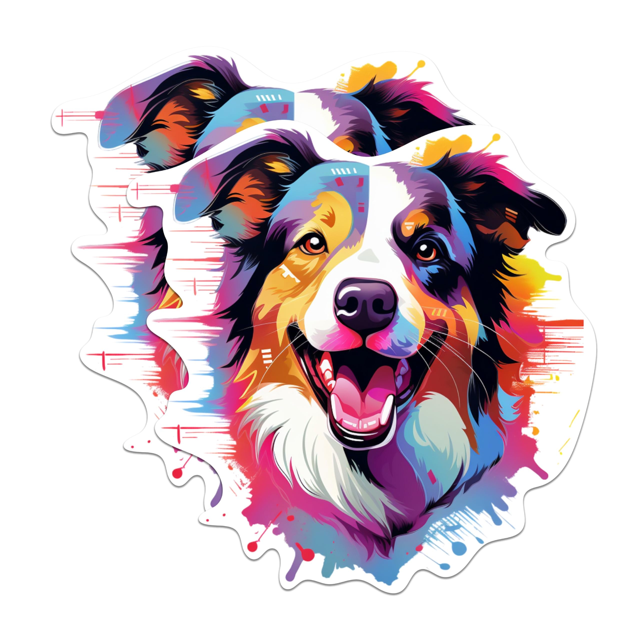 (2 Pack) Border Collie Dog Breed Stickers - 5 Inches On Longest Side - Choose from Over 100 Dog Breeds - for Cars, Trucks, Skateboards, Laptops - Made in USA - BMCS1784