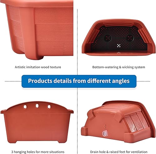 Vista 21 de ORIMERC 9.8 inch 4 Pack Wall Hanging Planters Pots for Indoor Plants Wall Plants Holder with Drainage Hole Balcony Planters Railing Hanging Pot