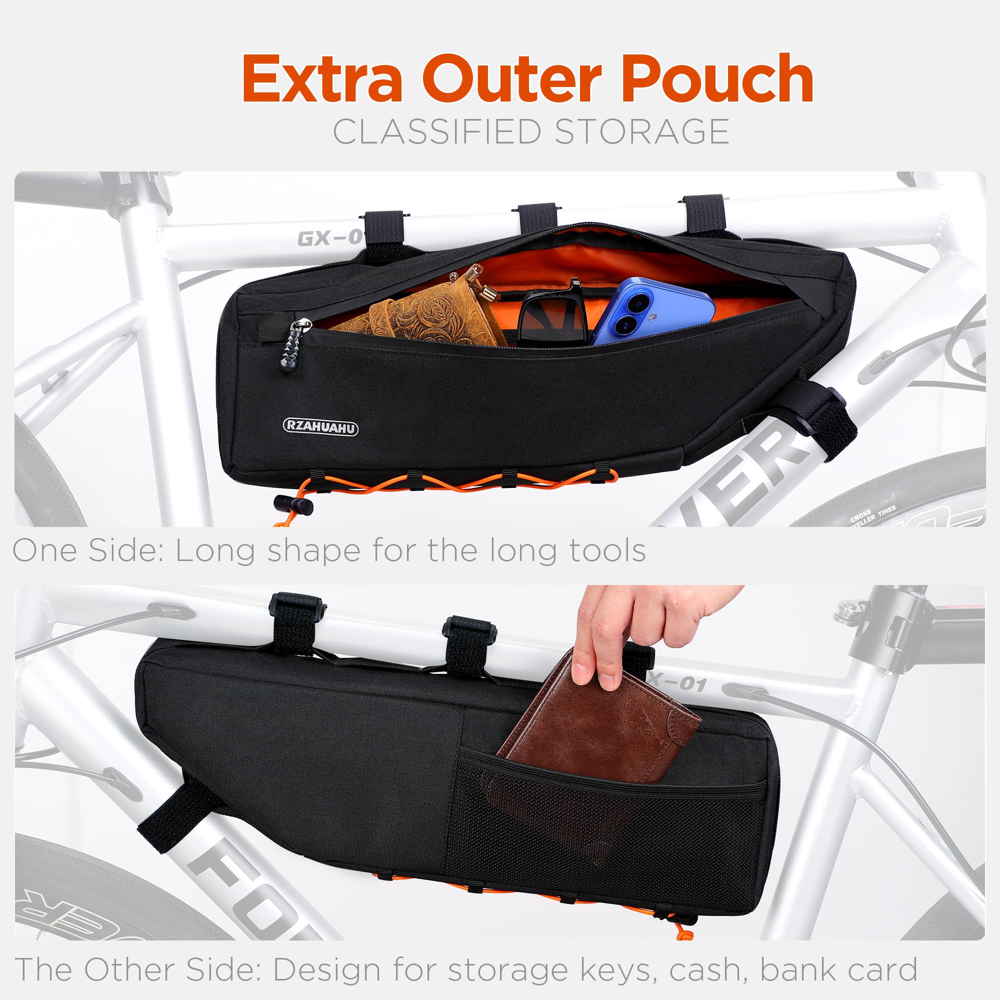 Fahrrad Rahmentasche 3L Fahrradtasche Rahmen Oberrohrtaschen Wasserdicht Frame Bag Bikepacking Taschen für Gravelbike, Rennrad, MTB Fahrradzubehör Schwarz