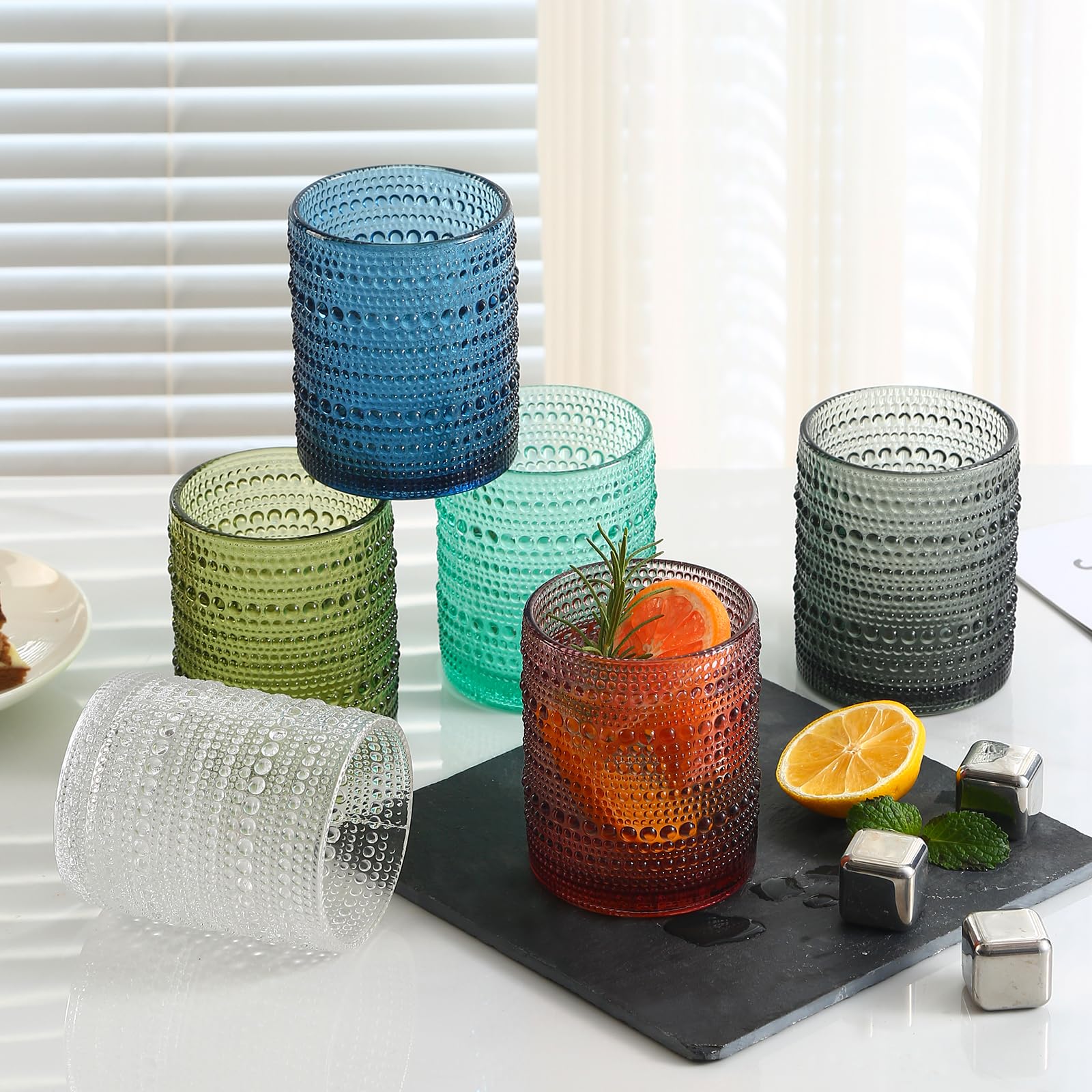 Glass Cup Hobnail Juego De Vasos De 12 Onzas Con Relieve