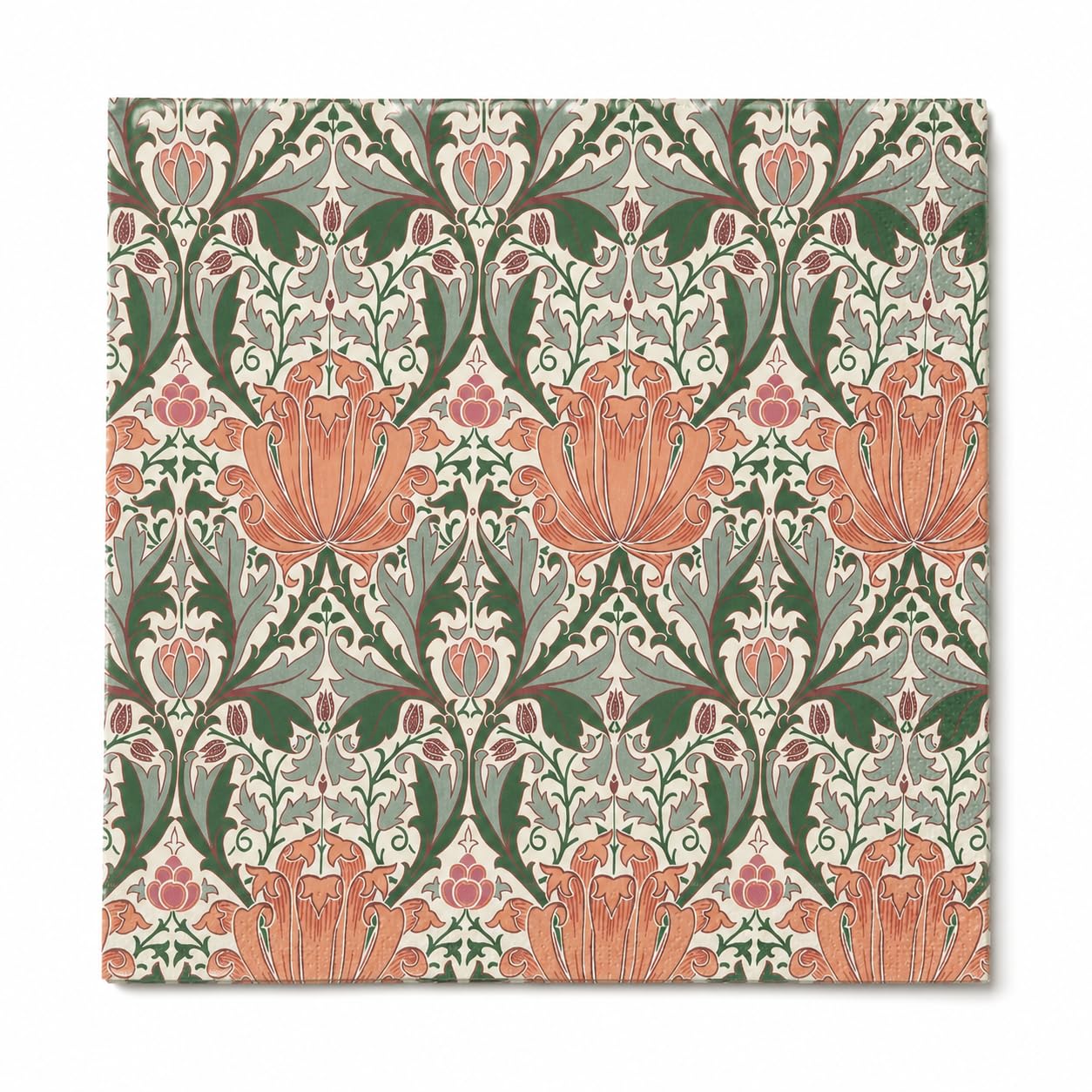 William Morris Peach & Teal Floral Paper Napkins, Pack of 20 Lunch Napkins, Vintage Botanical Table Napkins, Disposable Party Napkins for Afternoon Tea, Wedding, Birthday & Dinner Table Decor