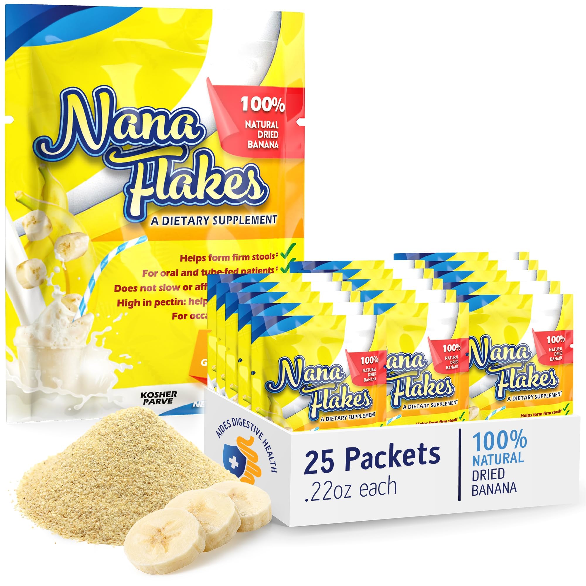 Nutritional Designs Nana Flakes 100% reines Bananenflocken Medizinisches Lebensmittelpulver – Verringerung der Fettaufnahme, natürliches Heilmittel bei Durchfall & Herzverbrennung – reich an Protein