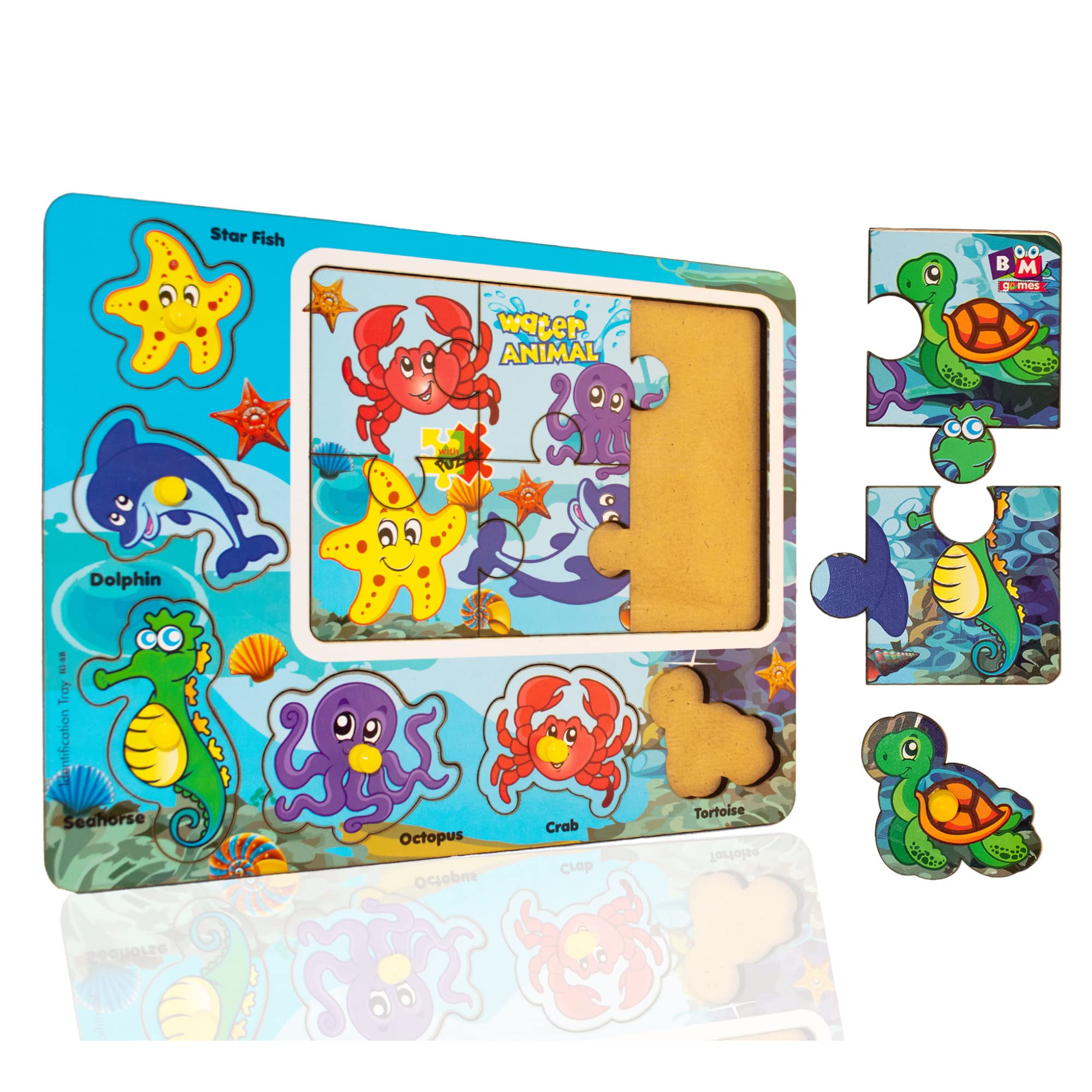 BuGBee Wooden Puzzle Games for Kids Ocean Aquatic Animals Puzzle Toys for 2 to 6 Years Boys & Girls Preschool Educational and Montessori Learning Animal Jigsaw Puzzle Toy Gift Set for Toddlers (B0B2QF3J2J) Amazon Price History, Amazon Price Tracker
