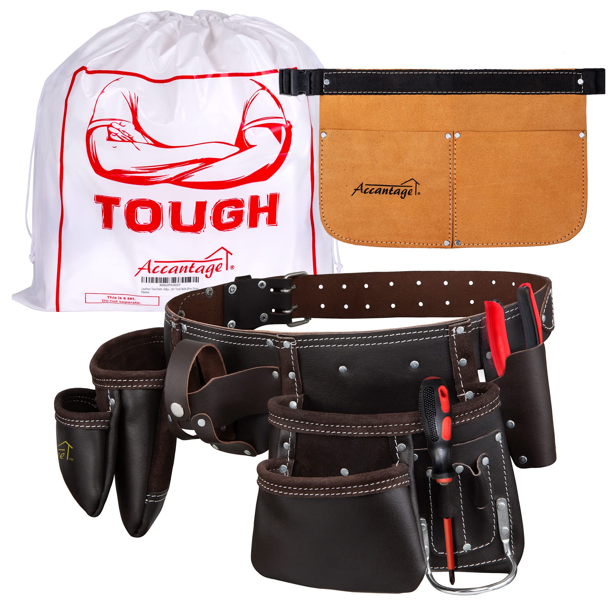 Leather Tool Belt for Men Carpenter Pro One Construction Belts for Men