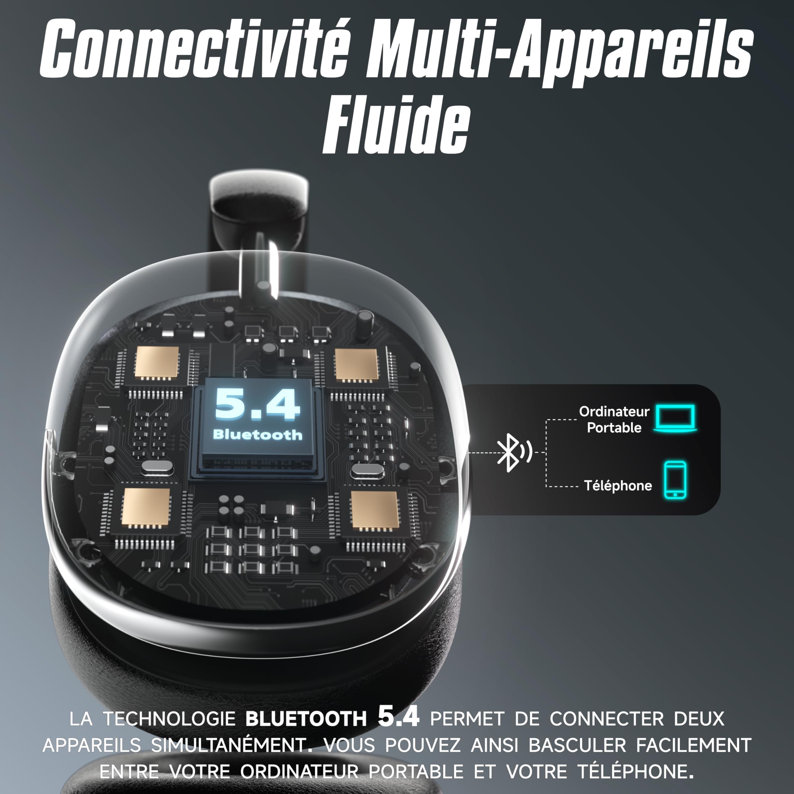 Freepods 120H Autonomie Casque Bluetooth ANC/ENC Réduction Active Bruit Pro, Casque sans Fil Over-Ear, Micro Intégré, USB-C, Appels/Voyage/Sport/Gym (Noir)