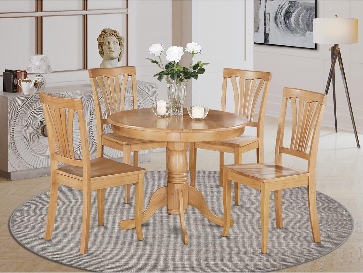 HomeStock 5 Piece Dining Set - Round Kitchen Table with 4 Chairs - 36 Inch