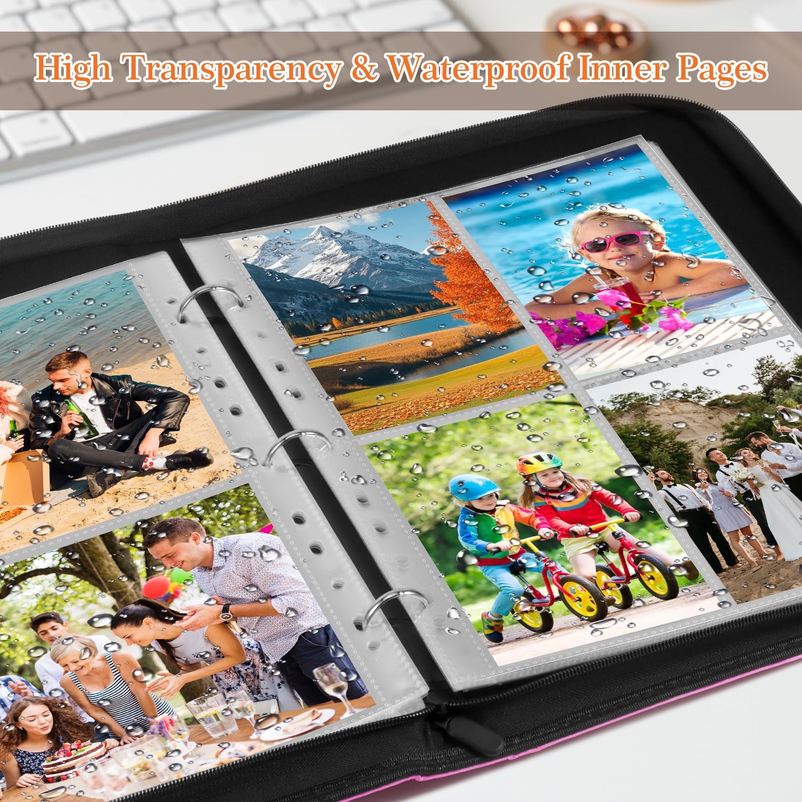 Album Fotografico In Pelle Nera 8,5x11 Per 68 Foto – Copertina Classica Da Matrimonio