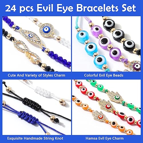 Miniatura 2 de Juego de 2412 pulseras mexicanas contra el mal de ojo, pulseras Hamsa, pulseras de protección Mal De Ojo, tobilleras de oro contra el mal de ojo,