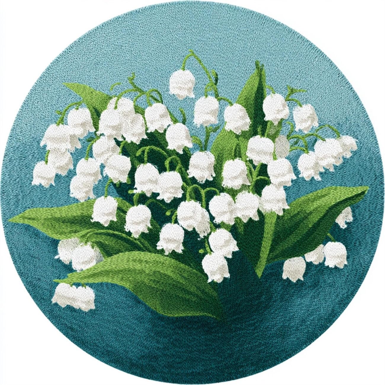 Kitquiver Rug Making Kit for Adults White Lily of the Valley 60x60cm