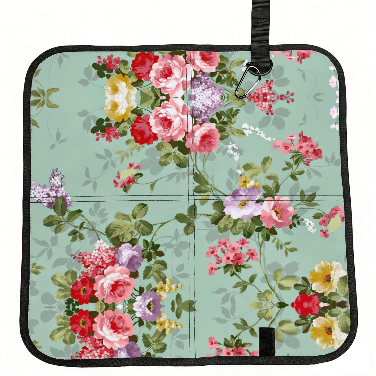 DEXNEL Flower Print Foldable Seat Cushion Portable Stadium Pad Waterproof Outdoor Camping Mat 15.8 X 15.8 Inches