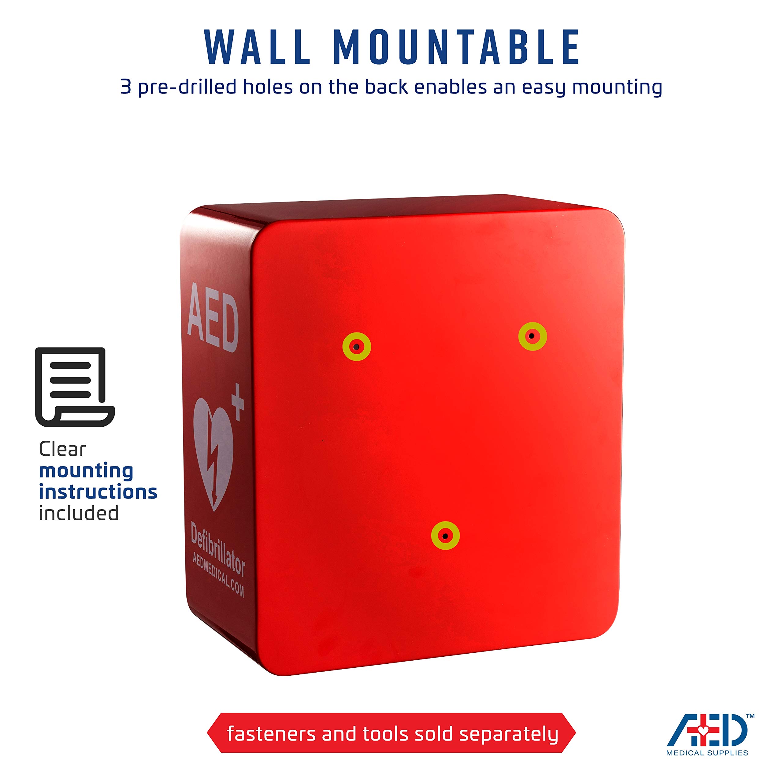 Stainless Steel AED 14 x 8 x 15.5 Inch Wall Mount Storage