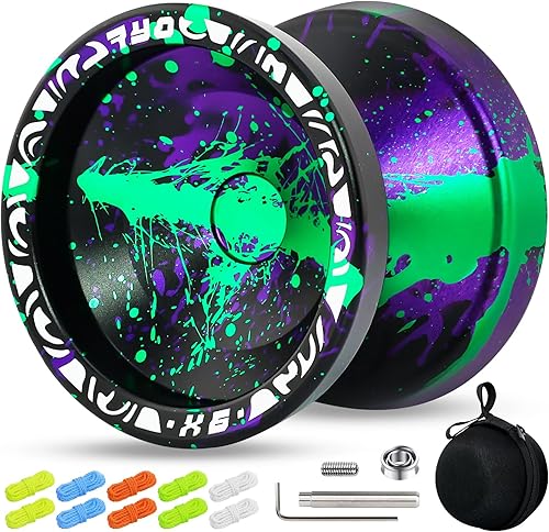 X6 Yoyo sensible de doble función para niños, yoyo profesional que no responde metal truco yoyo para adultos con kit de rodamientos Yo Yo, 10