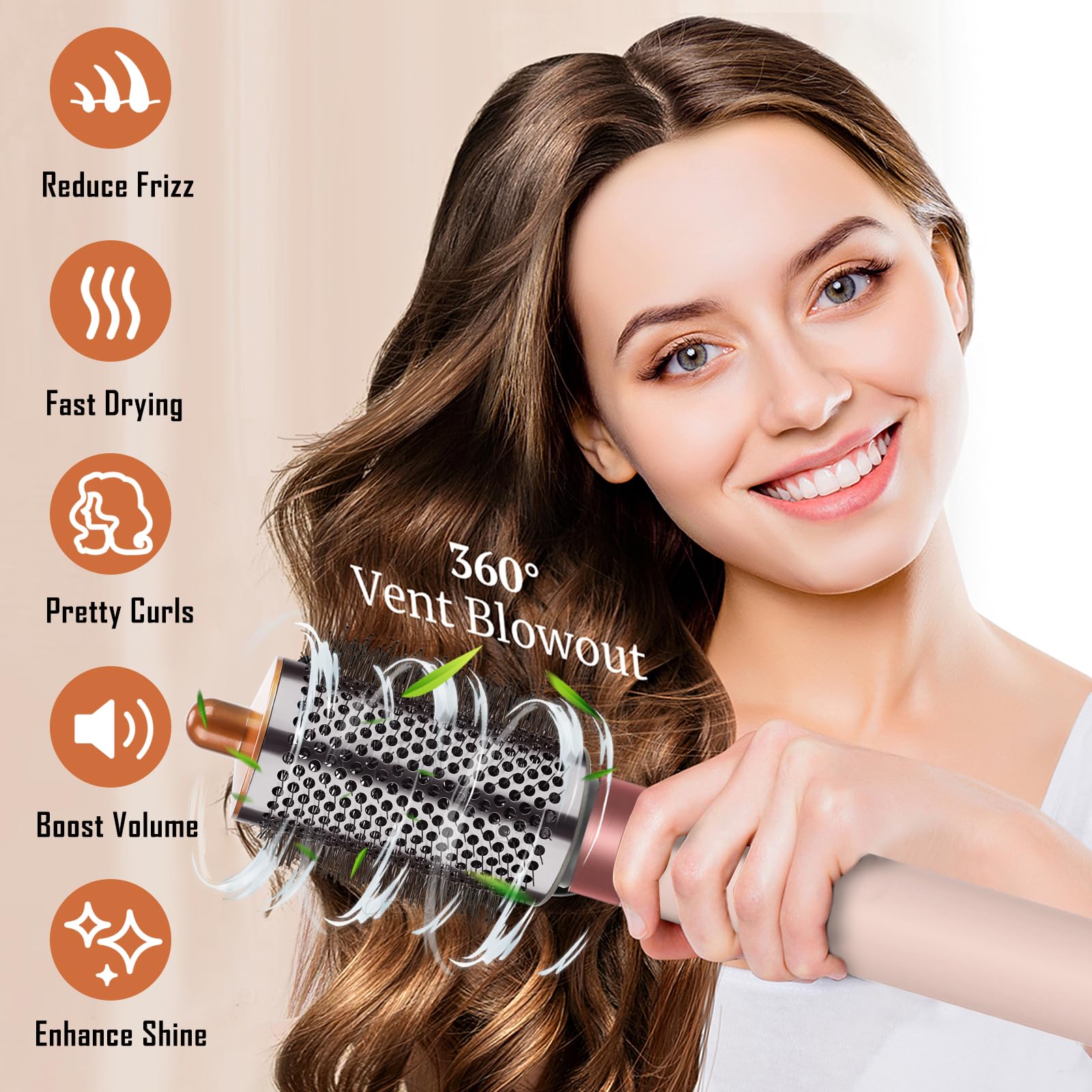 Duża okrągła nasadka do szczotki Dyson Airwrap, z długim, delikatnym włosiem, ulepszona, duża, okrągła szczotka zwiększająca objętość włosów, nadaje włosom kształt i większą objętość, kompatybilna z