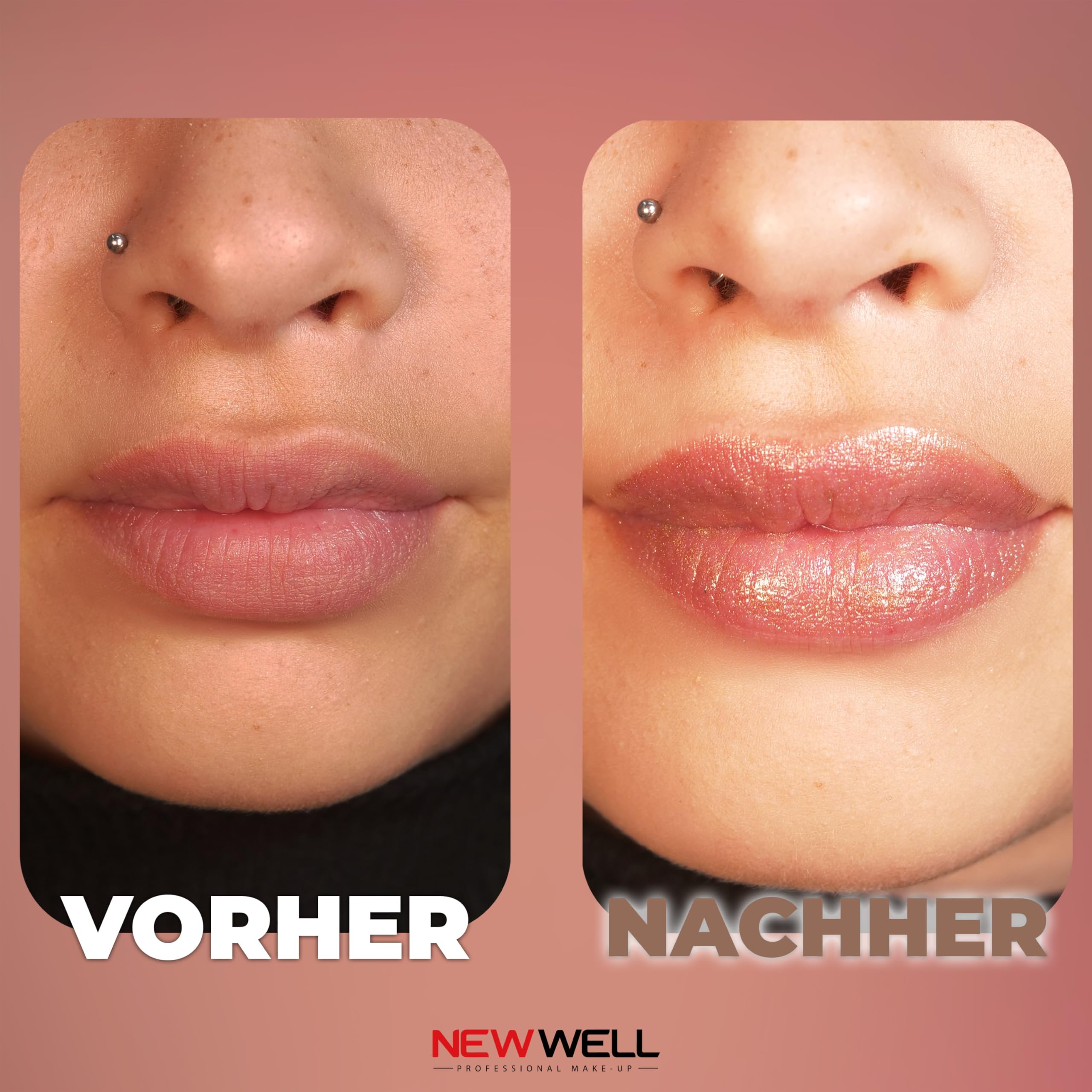 Newwell Lip Gloss Lipstick 24 Hours Hold, Long Lasting Shine, Moisturising, Vegan - Colour: Brown - 04, 6 ml (Pack of 1) - Image 3
