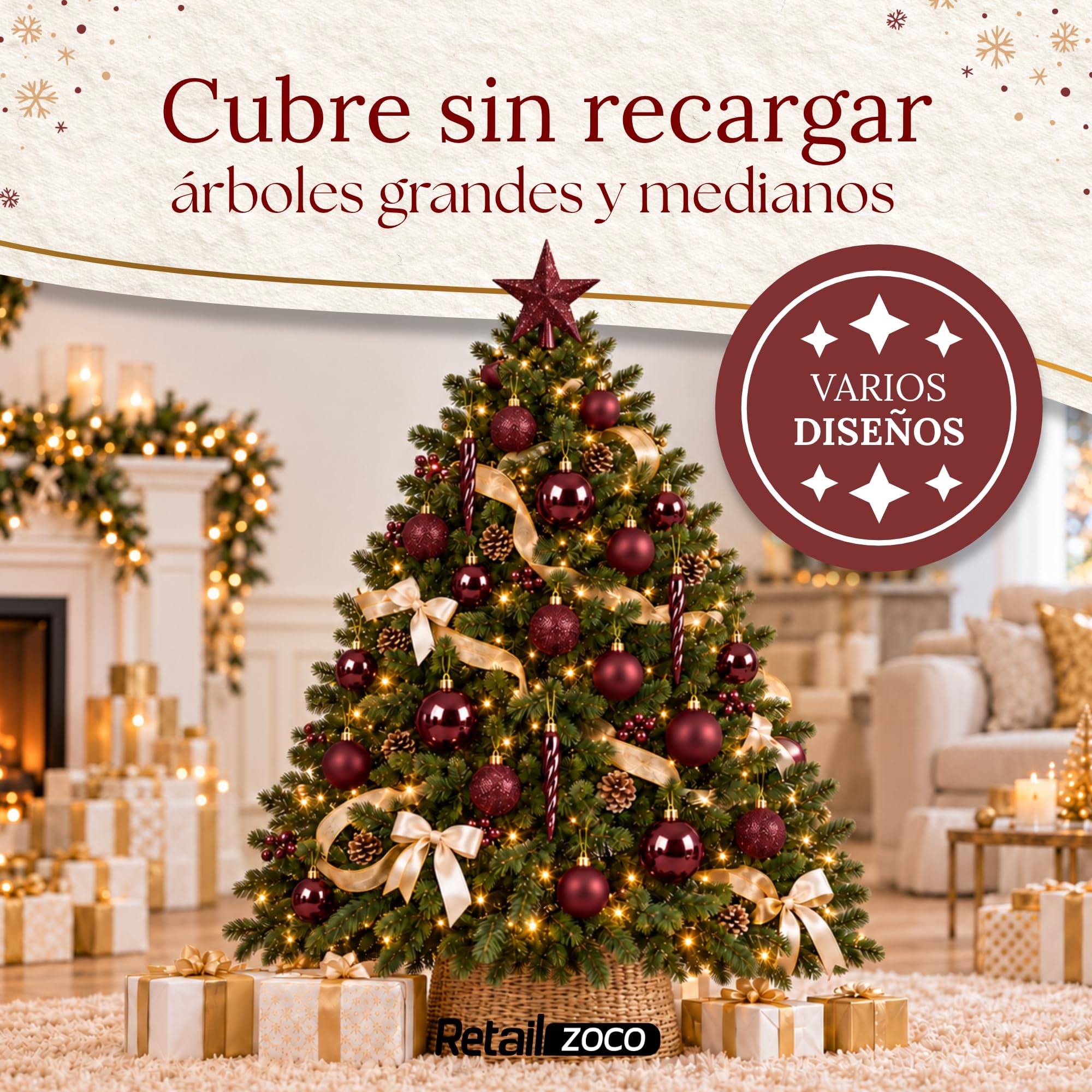 Bolas de Navidad, Adornos Arbol Navidad, 33 Piezas, Rojo Oscuro - imagen 5