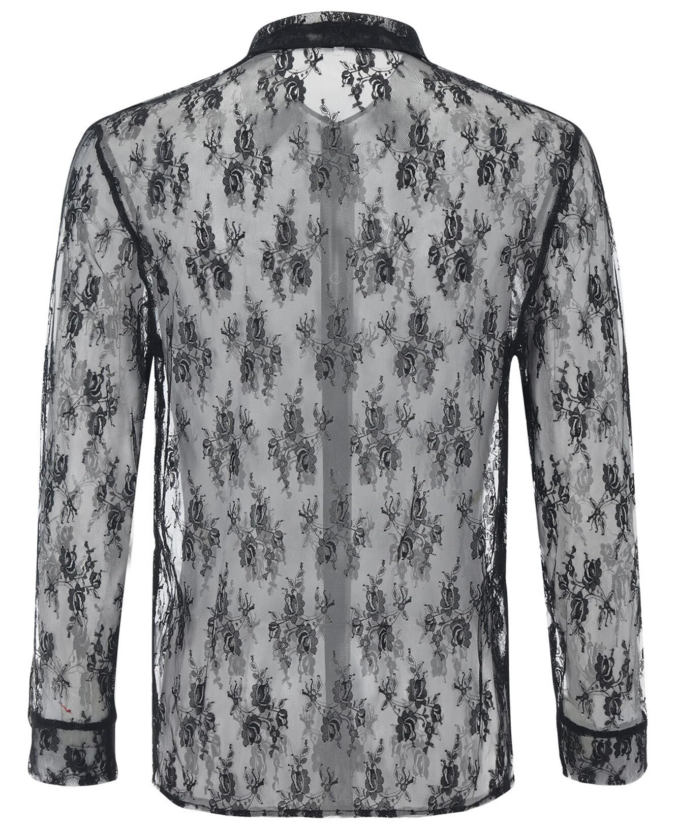 AIEOE Hauts Transparent pour Hommes T-Shirt à Manches Longues en Maille Creusée Chemise Sexy Clubwear