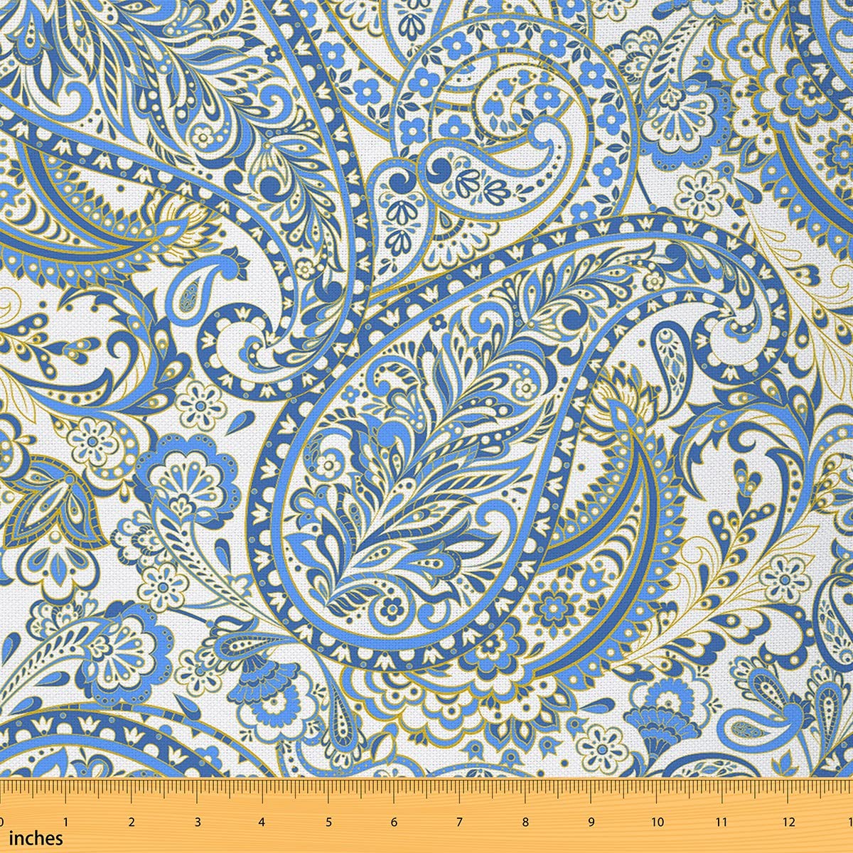 Paisley Geometric Fabric by The Yard Exotic Ethnic Floral Bontanical Theme Upholstery Fabric for Chairs and Home DIY Projects Modern Art Decorative Waterproof Outdoor Fabric 5 Yards (L460*W150cm)