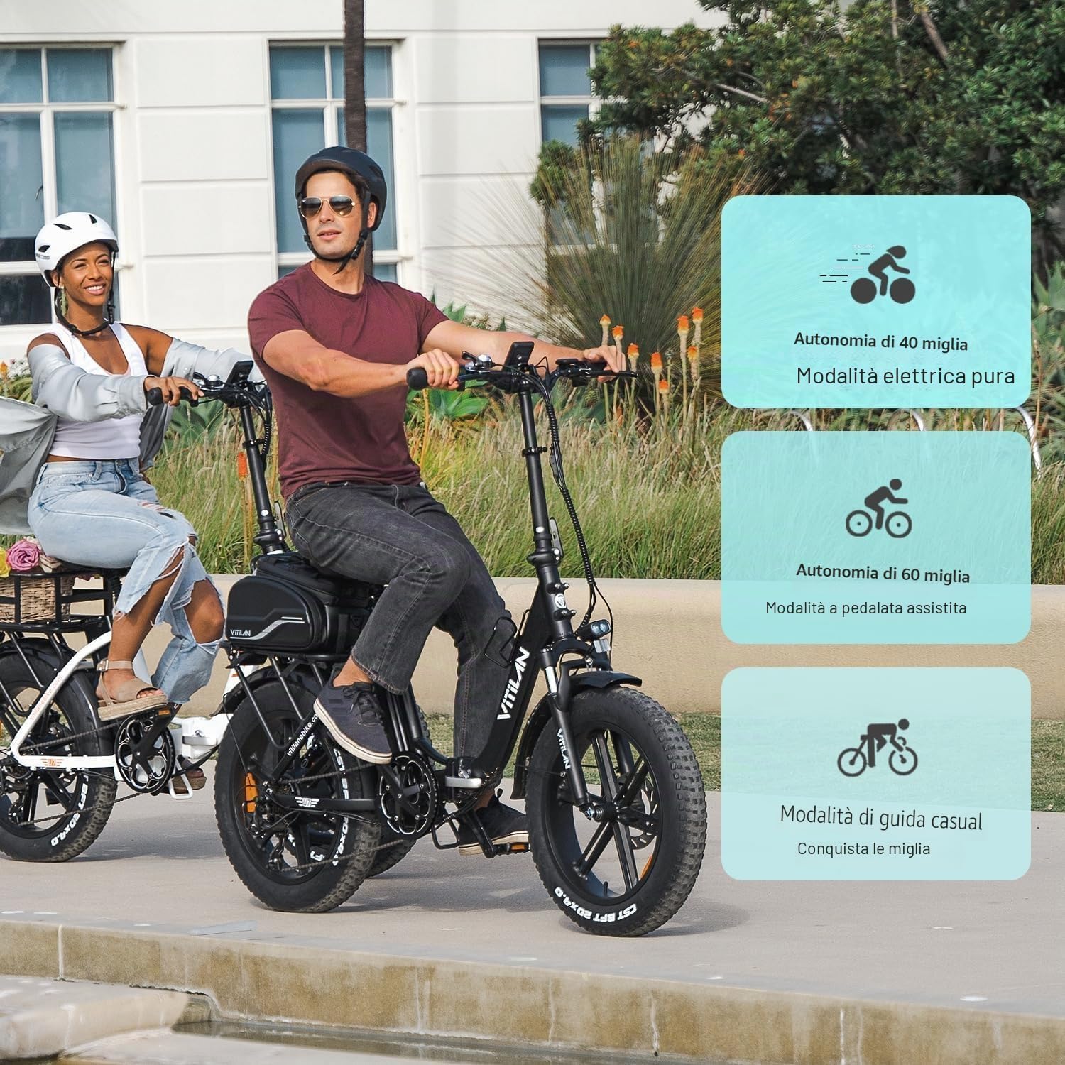 Close-up of the VITILAN U7 2.0 Electric Bicycle's color LCD display, showing charging a smartphone and ride information.