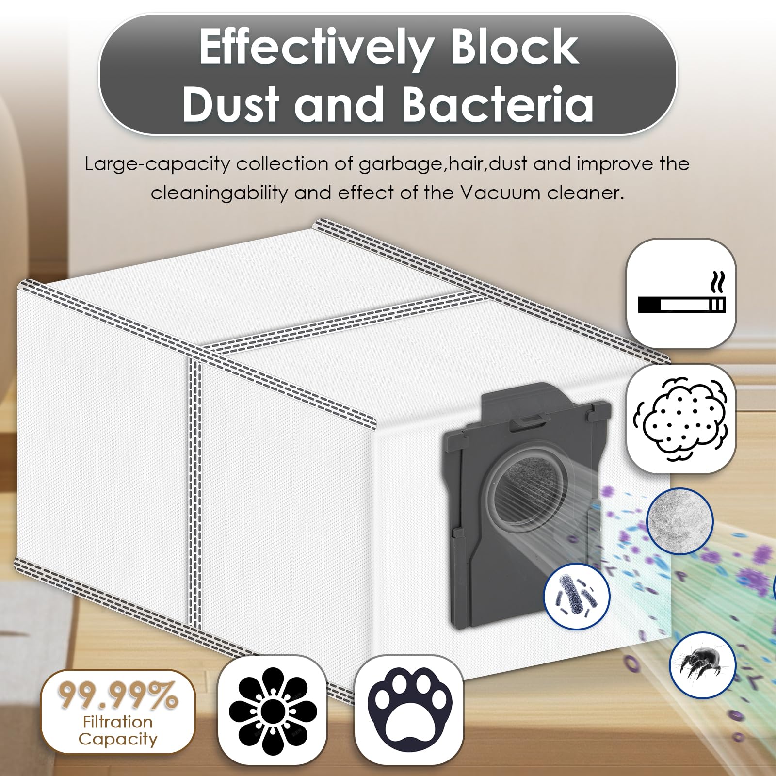 (25 pièces) Pièces de rechange pour aspirateur robot Dreame L60 Pro Ultra, 2 brosses rotatives, 6 lingettes de nettoyage, 5 filtres HEPA, 6 sacs à poussière, 6 brosses latérales, Kit d'accessoires