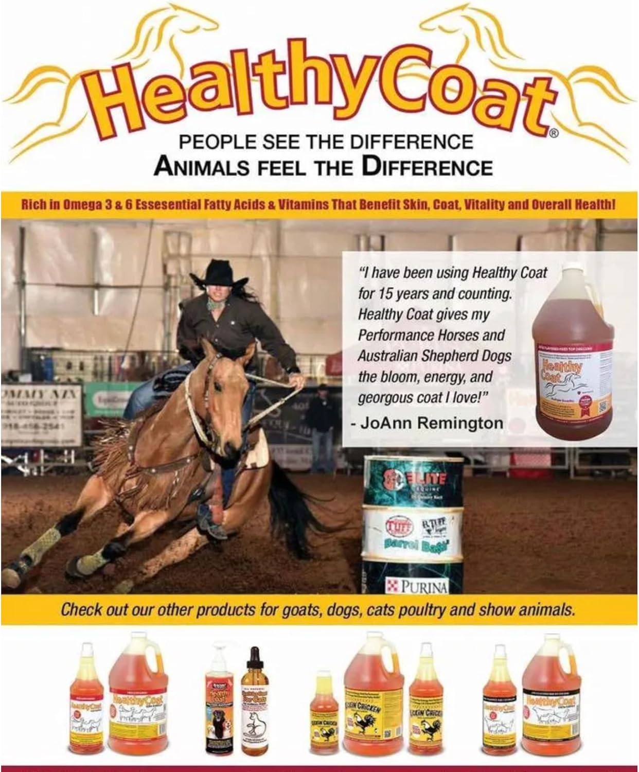 HealthyCoat Feed Supplement for Horses: 2.5 Gallon. Skin, Coat, Body Condition, Performance, Allergies, Immune System, Hoof, Joint, Omega 3 & 6 Fatty Acids