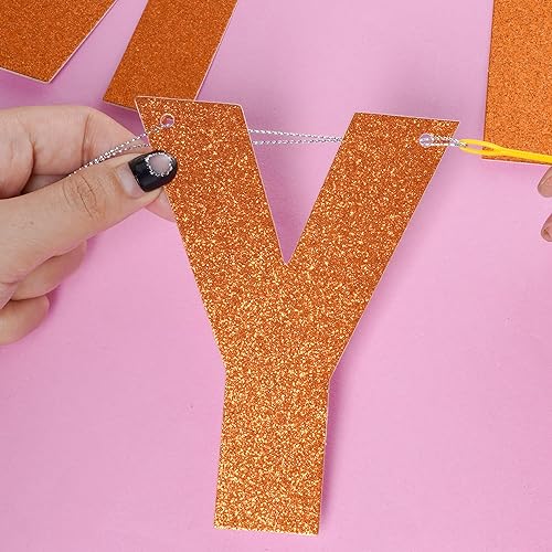 Miniatura 10 de Kit de pancarta de bricolaje con letras con purpurina, letras negras personalizables, pancartas de cumpleaños, pancarta de graduación, pancarta