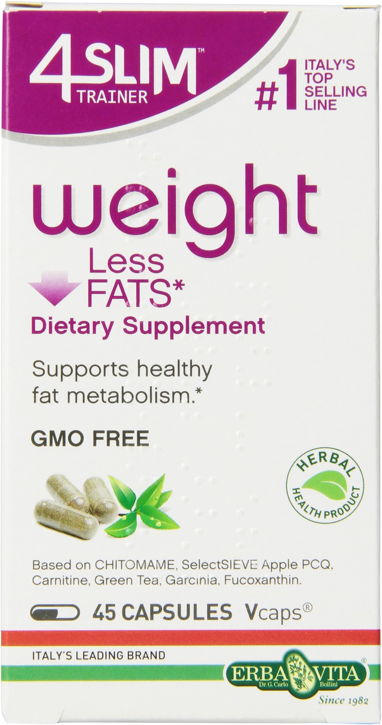 Erba Vita 4 Slim Trainer Weight Less Fats, 45 Count