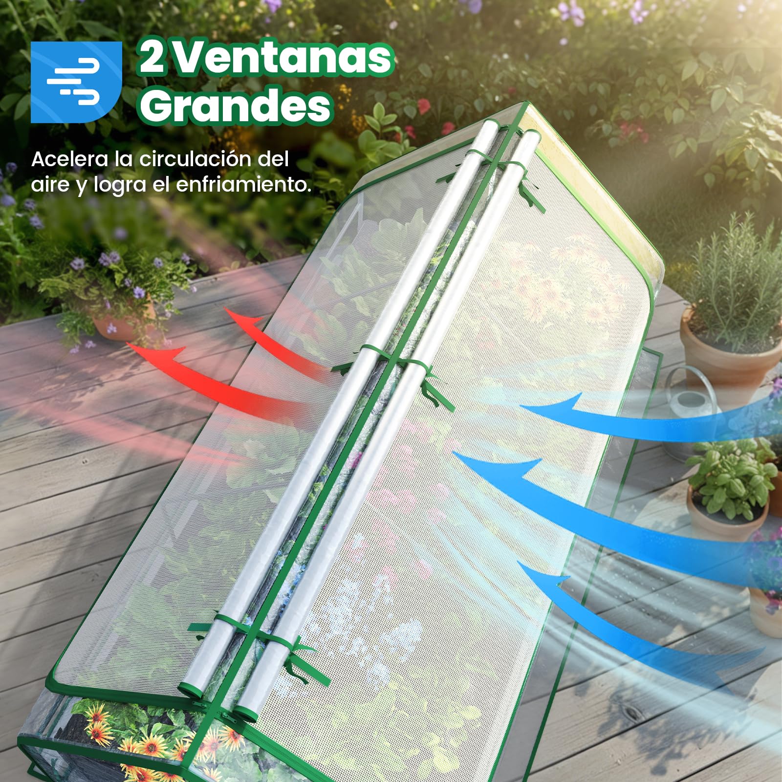 Quictent Jardineras Elevadas de Metal Galvanizado con Cubierta de Mini Invernadero, Macetero 3 en 1 Grande para Jardines, Patios y Terrazas, 240x120x30cm