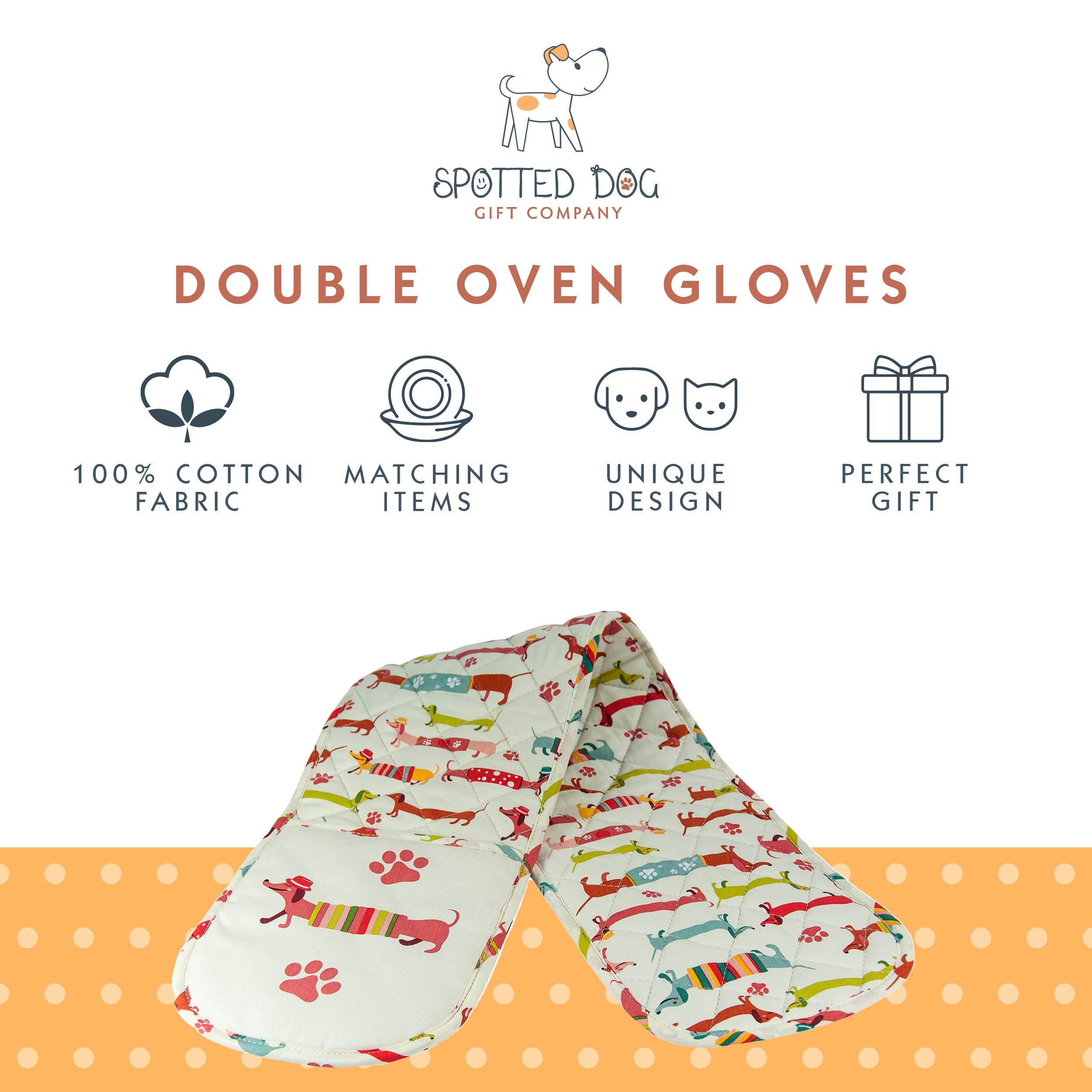 SPOTTED DOG GIFT COMPANY Double Oven Gloves, Heat Resistant Oven Gloves Mitts for Home Cooking & Baking - Image 2