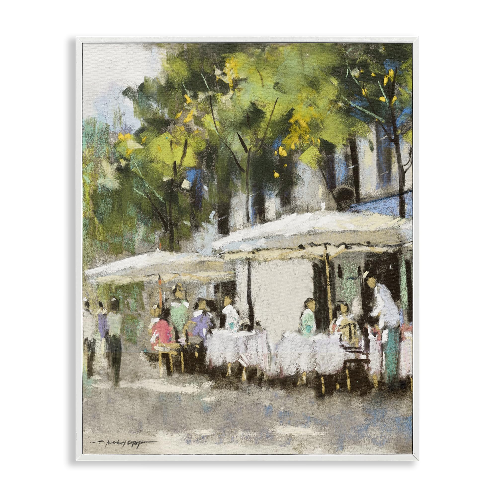 Stupell Industries Sunny Street Cafe Scene 'Sunny Street Cafe Dining', Framed Giclee Art, White, 24 X 30 Inches, Easy To Hang And Sturdy, Made In Usa, By Anthony Orme