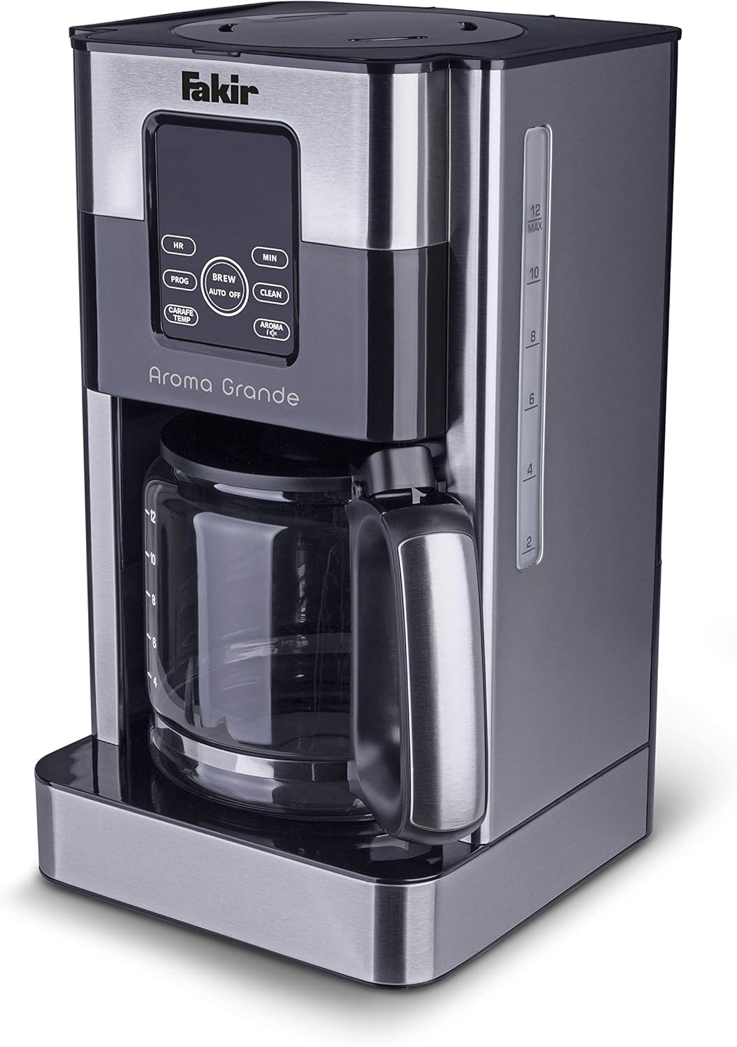 Fakir 9233001 Aroma Grande - Macchina da caffè con filtro in vetro, con display touch, indicatore del livello dellacqua, fino a 12 tazze, in acciaio inox argentato, 1000 Watt Fakir 9233001 Aroma Grande - Macchina da caffè con filtro in vetro, con display touch, indicatore del livello dellacqua, fino a 12 tazze, in acciaio inox argentato, 1000 Watt