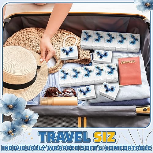 Miniatura 24 de Therwen Paquete de 100 pañuelos de bolsillo a granel, 1000 hojas, mini pañuelos a granel, 3 capas, tamaño de viaje pequeño, tamaño de bolsillo