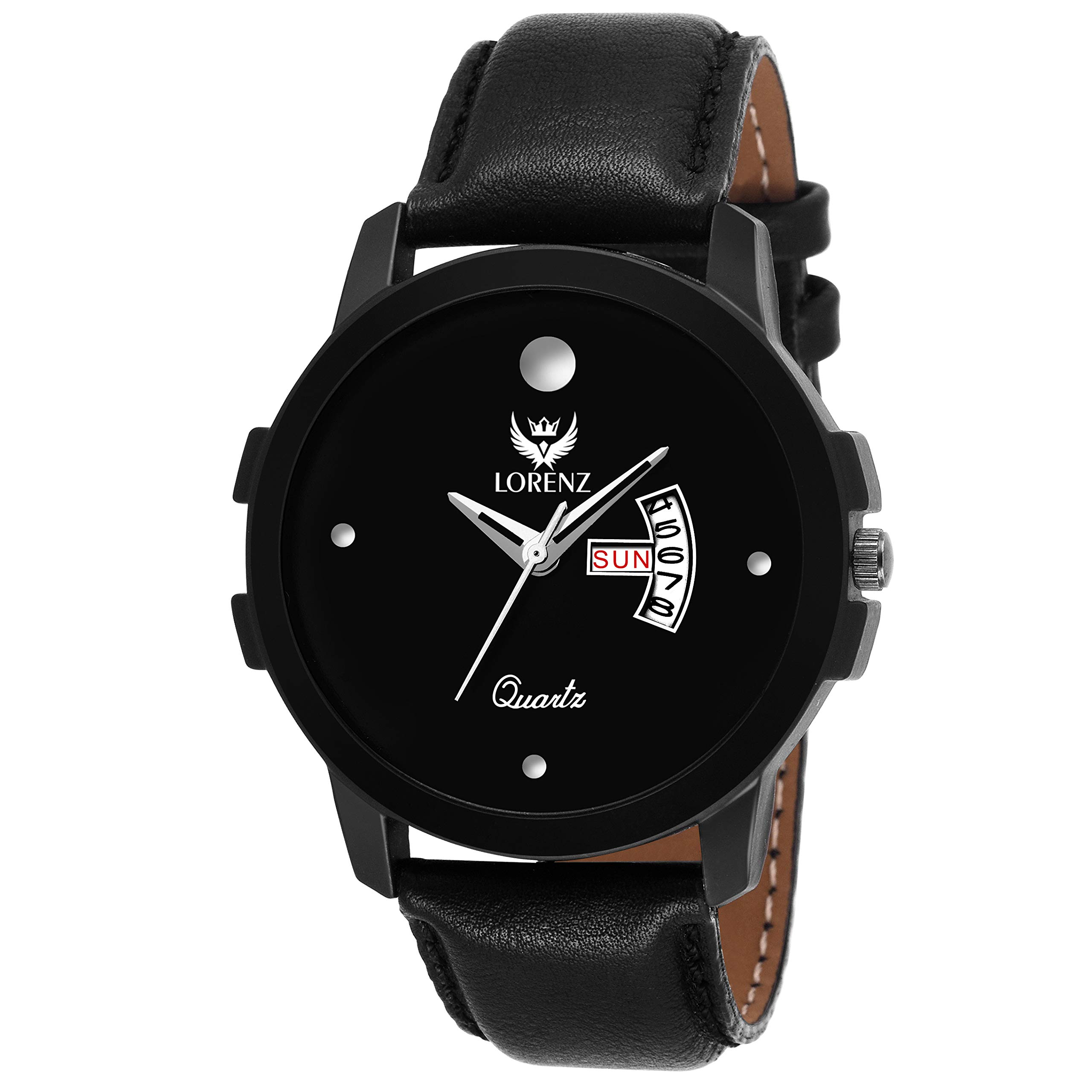 LORENZ Black Dial Leather Strap Day & Date Watch for Men- MK-205W (B07J2NXWY7) Amazon Price History, Amazon Price Tracker