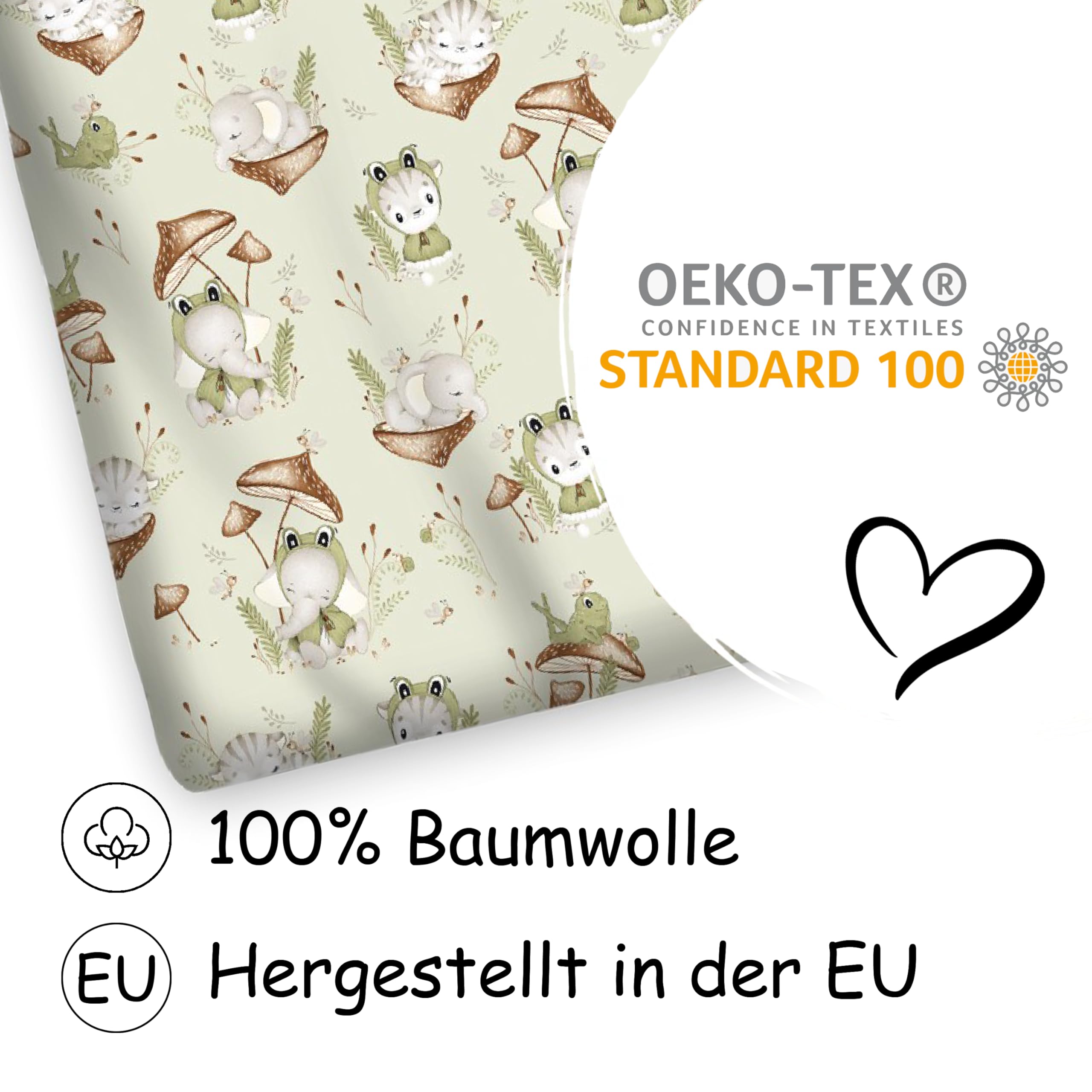 PinkZebra Baby & Kinderbettwäsche: Decke 100 x 135 cm + Kissen 40 x 60 cm, Babybettwäsche aus 100% Baumwolle, Öko-Tex Standard 100 mit Reißverschluss, Made in EU, Frosch & Freunde