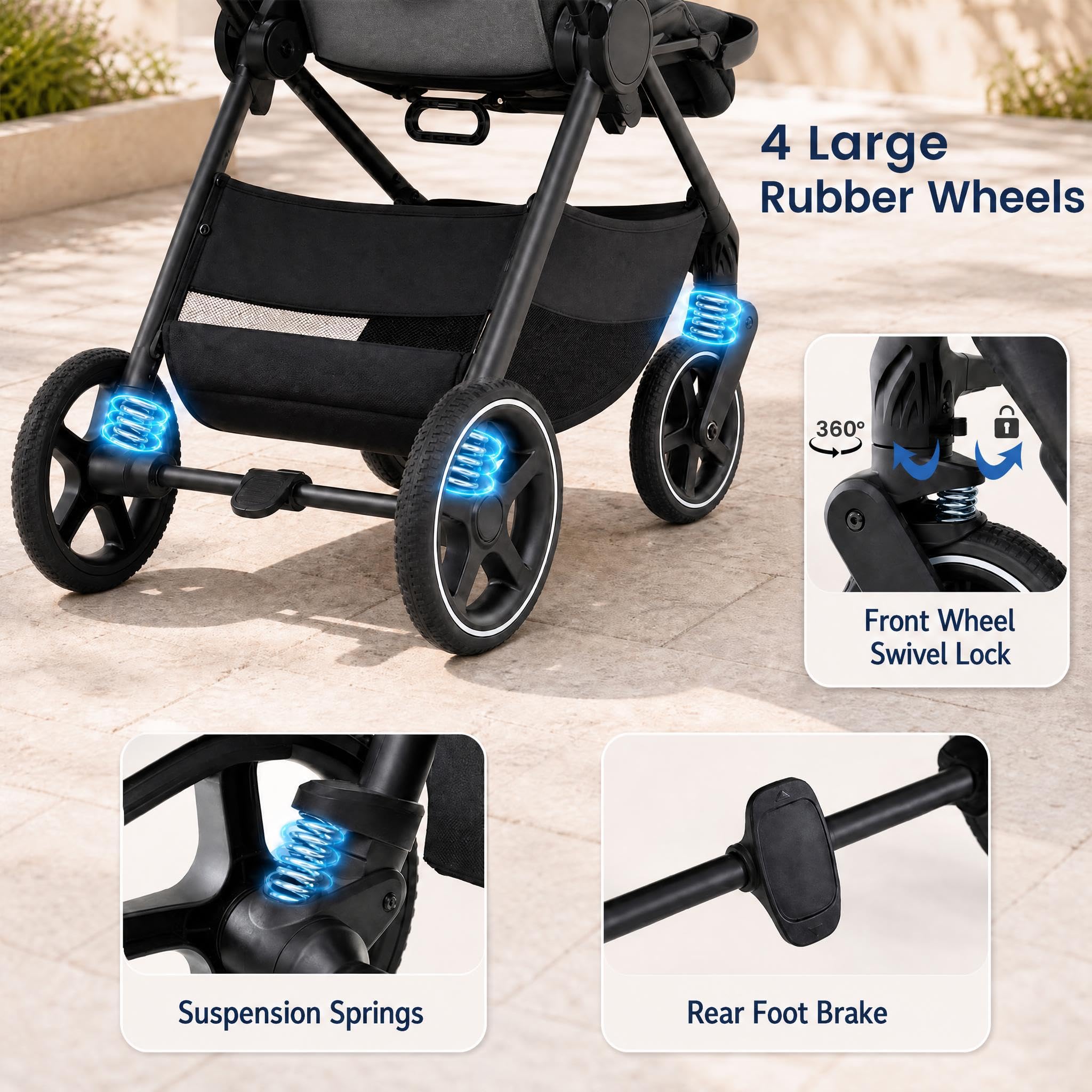 LIFEZEAL Passeggino pieghevole per bambini 6-36 mesi, 87,5 x 57 x 104 cm