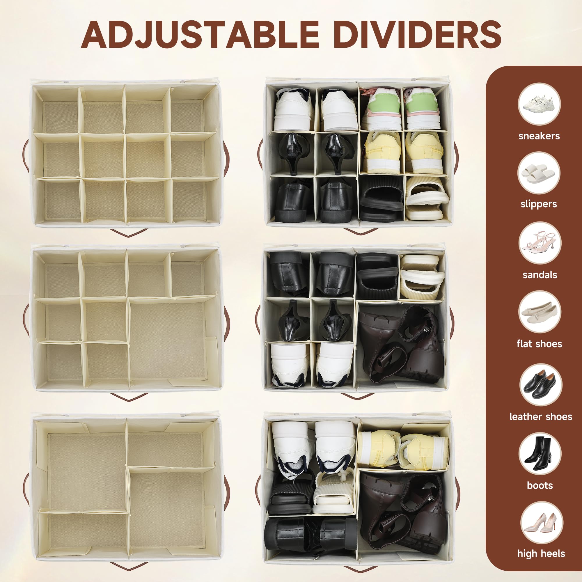 Organizador de zapatos para armario, 12 rejillas, color blanco, paquete de 2