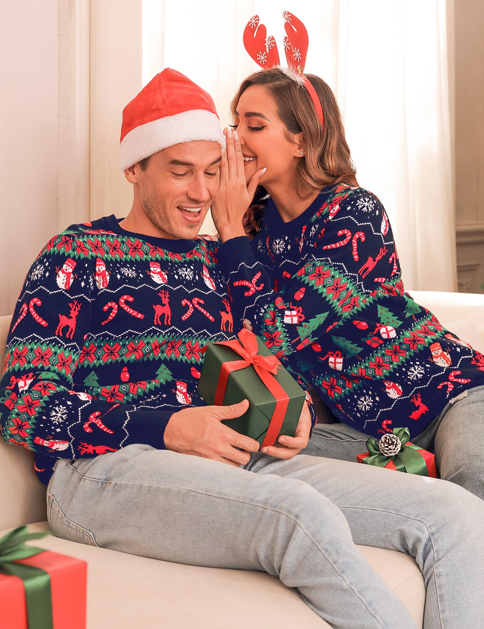 Totatuit Pull de Noël pour femmes et hommes Chandail de Noël à manches | Manches Longues, Tricot, Hiver, Tenue Quotidienne, Facile à Associer