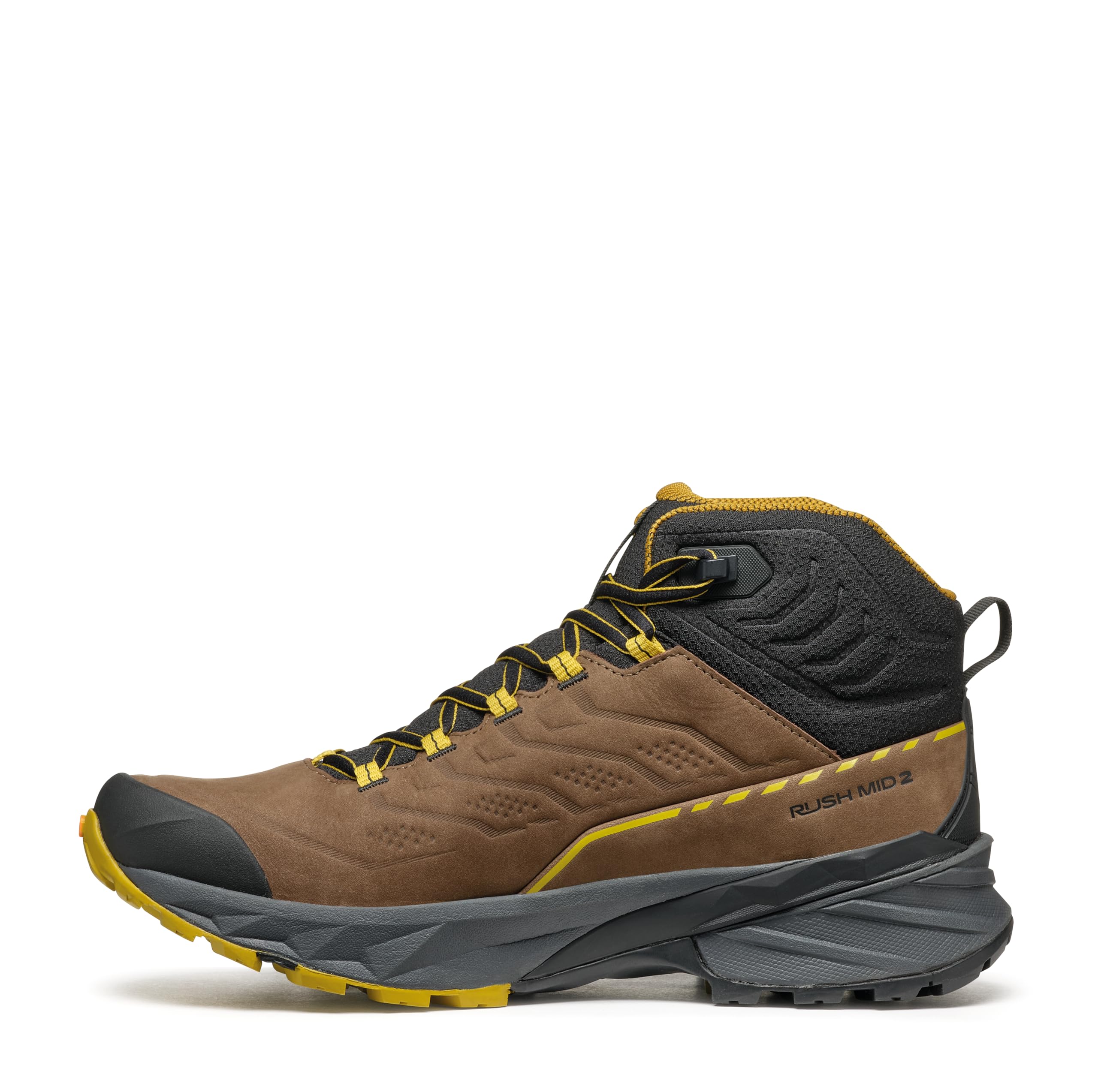 SCARPA Men's Rush 2 Pro Mid GTX Waterproof Gore-Tex Lightweight Hiking Boots - Brown/Sulphur - 11.5-12 Men/12.5-13 Women
